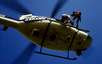 Helicopter Class D External Load Training Calgary Alberta Canada - two people coming down from a helicopter